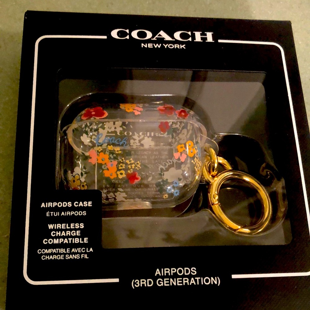 New- Coach airpod 3rd Gen Case Wildflower With Keychain